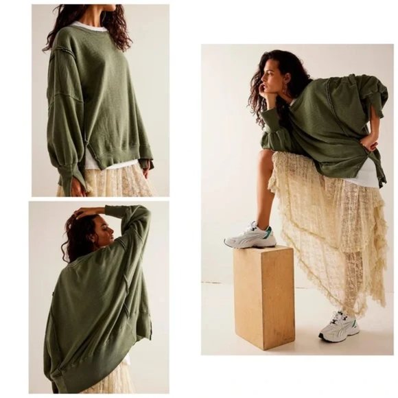 Free People Tops - FREE PEOPLE CAMDEN PULLOVER  ARMY GREEN Sz M